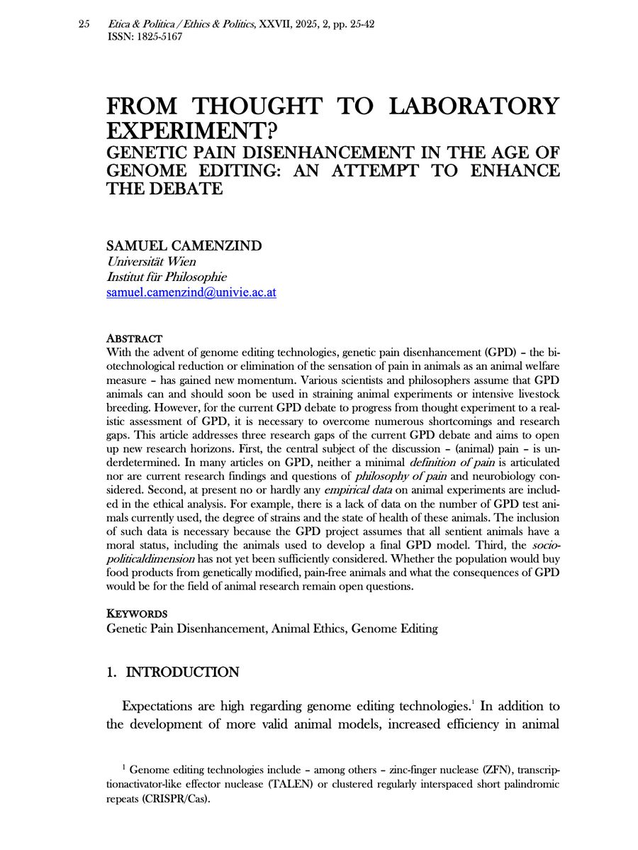 From Thought to Laboratory Experiment? GPD in the Age of Genome Editing. An Attempt to Enhance the Debate